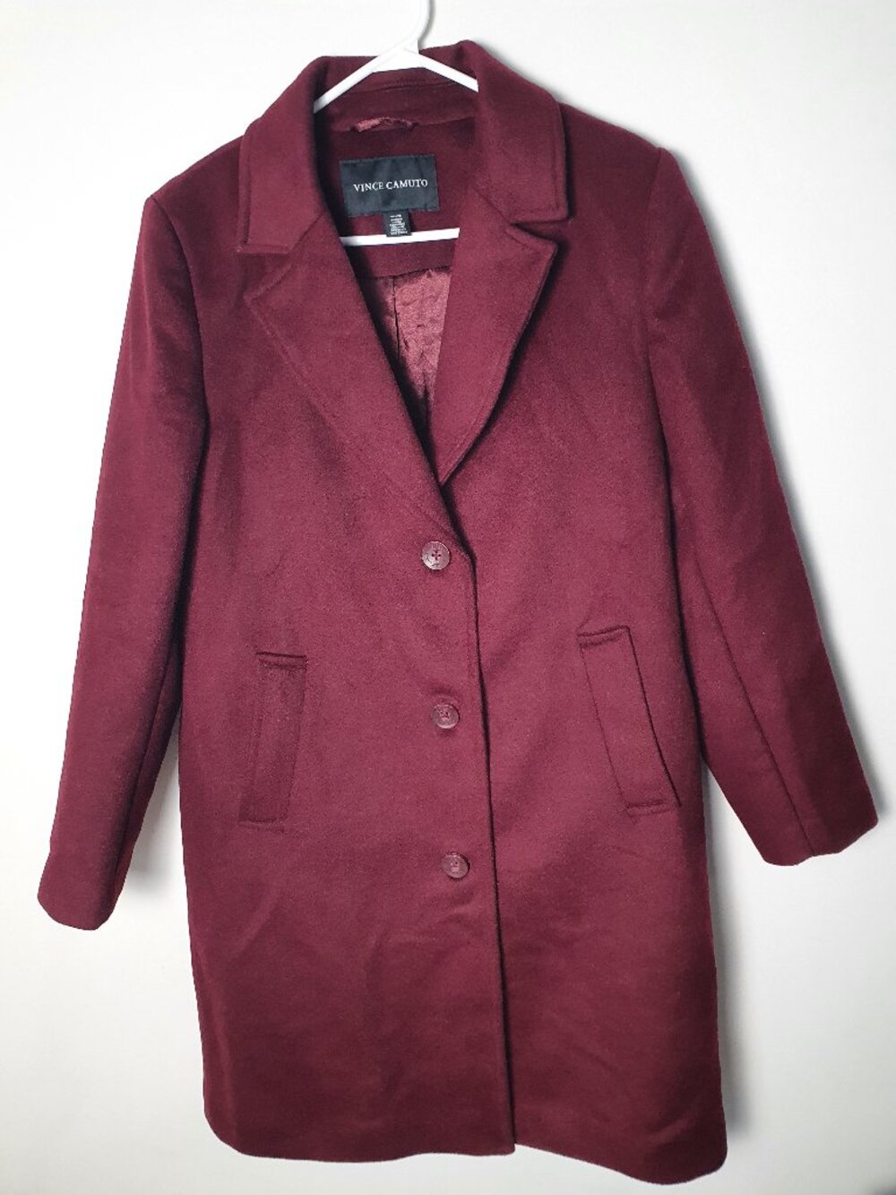 Vince Camuto Burgundy Mid-Length Coat - Size M